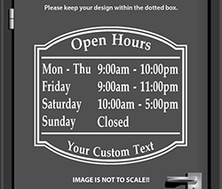 Custom Open Hours Signs at StickerTitans.com