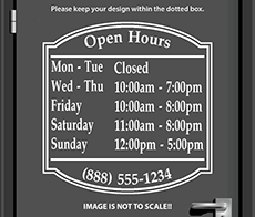 Custom Open Hours Signs at StickerTitans.com